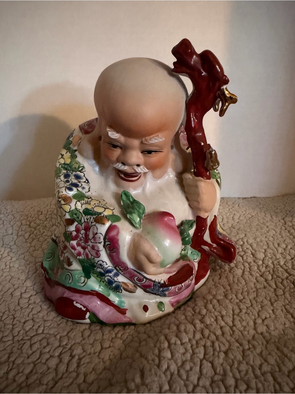 Vintage Chinese Lu Shou porcelain statue1950’s. Longevity, family, prosperity